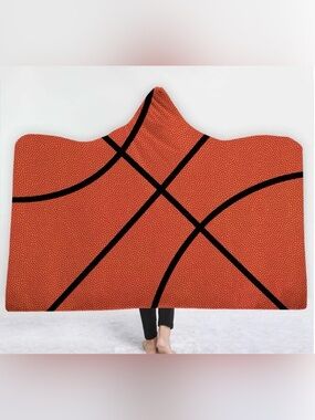 Wearable basketball hooded blanket - orange